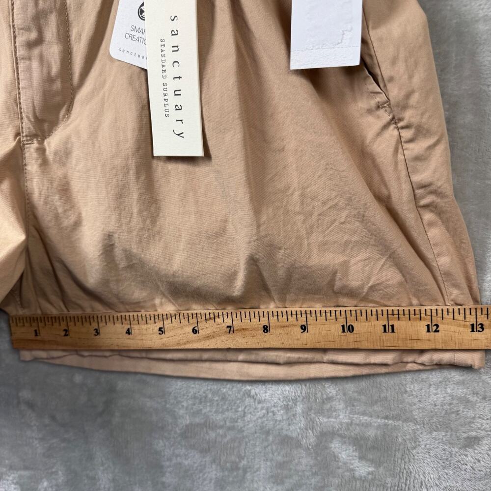 Sanctuary Womens Short 30 Tan Elastic Waist Poplin Cuffed Casual Pockets Stretch - Picture 9 of 11